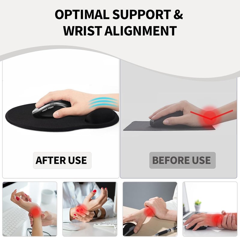eulps Mouse Pad with Wrist Rest, Comfortable Computer Mousepad with Gel Wrist Support Smooth Surface and Non-Slip PU Base for Pain Relief, Laptop, Office & Home (White Marble) - Image 4